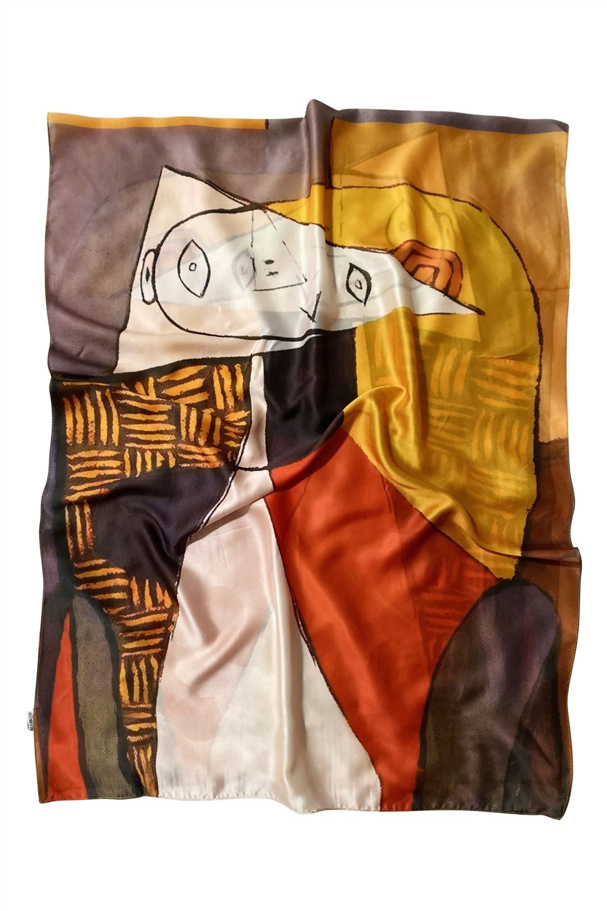 Silk Scarf-Shawl, 70 cm x 180 cm, Picasso - Portrait Style