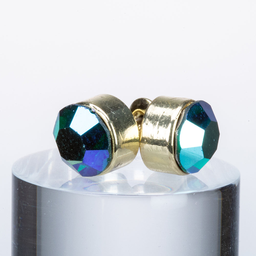 Schmuckgarnitur aus aus goldplattierter Legierung mit grünem Emporia® Kristall