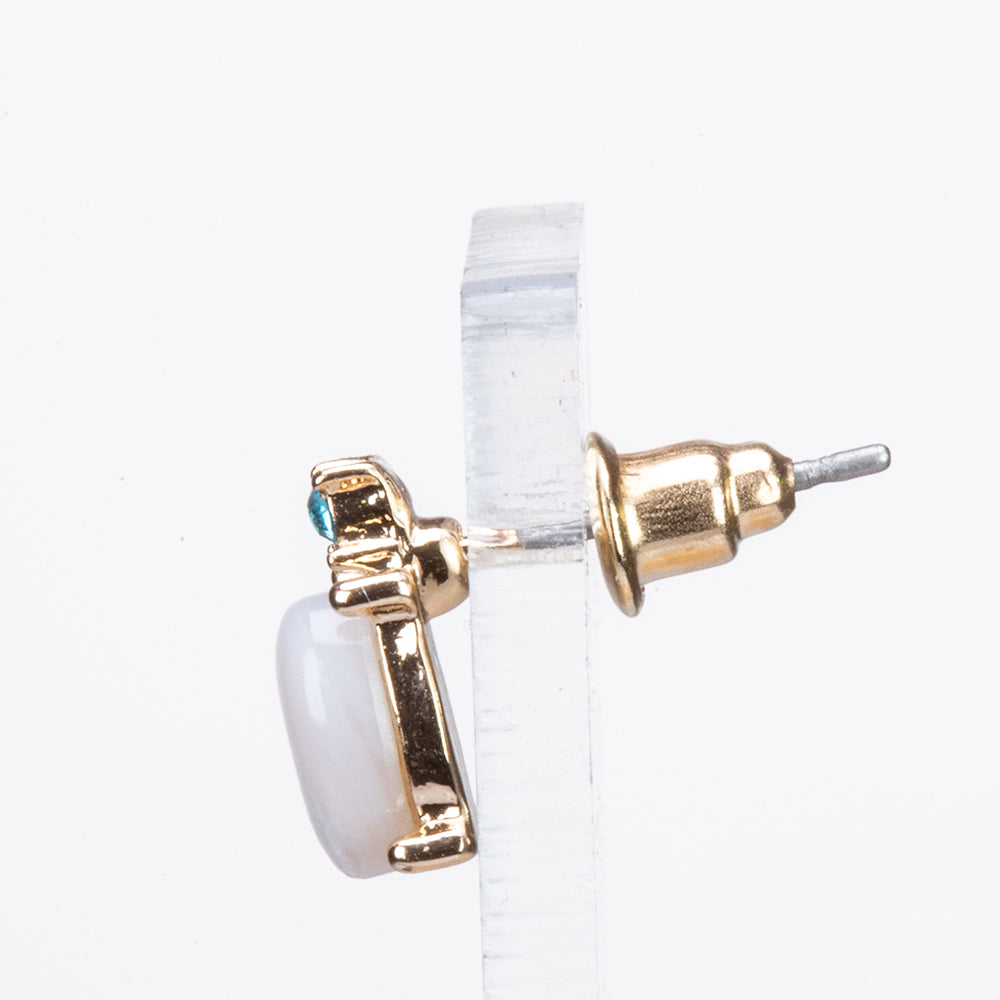 Schmuckgarnitur aus aus goldplattierter Legierung mit blauem Emporia®-Kristall und opalfarbenem Emporia-Kristall