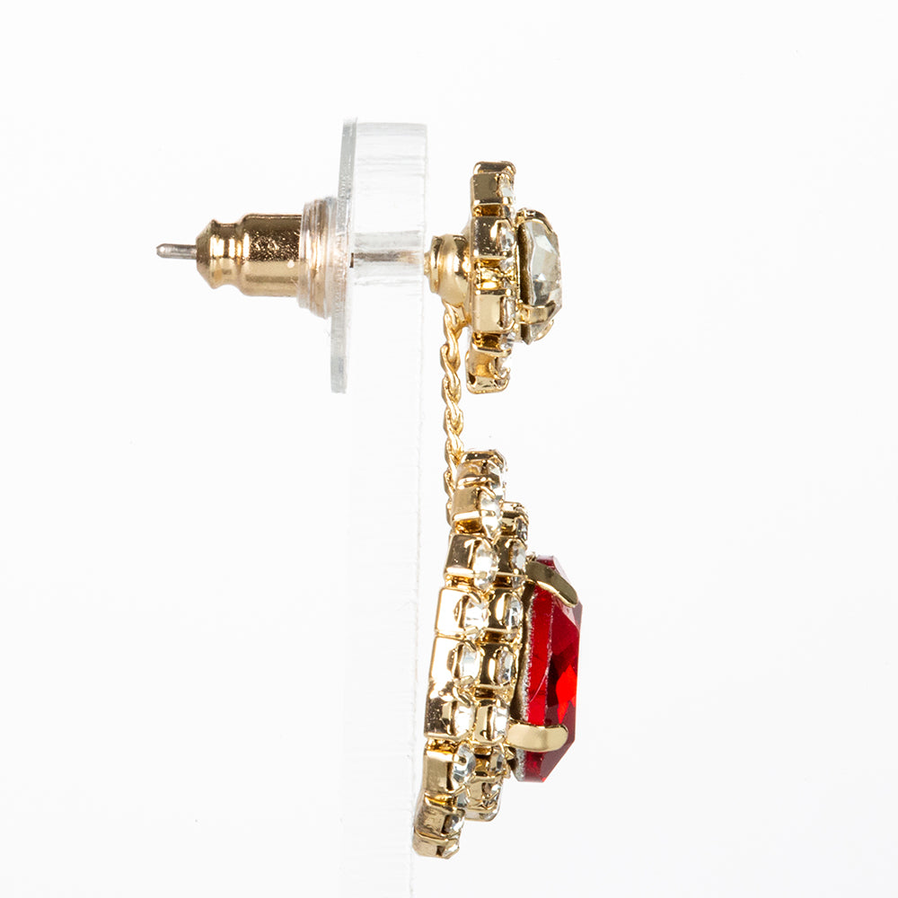 Schmuckgarnitur aus aus goldplattierter Legierung mit rotem Emporia®-Kristall