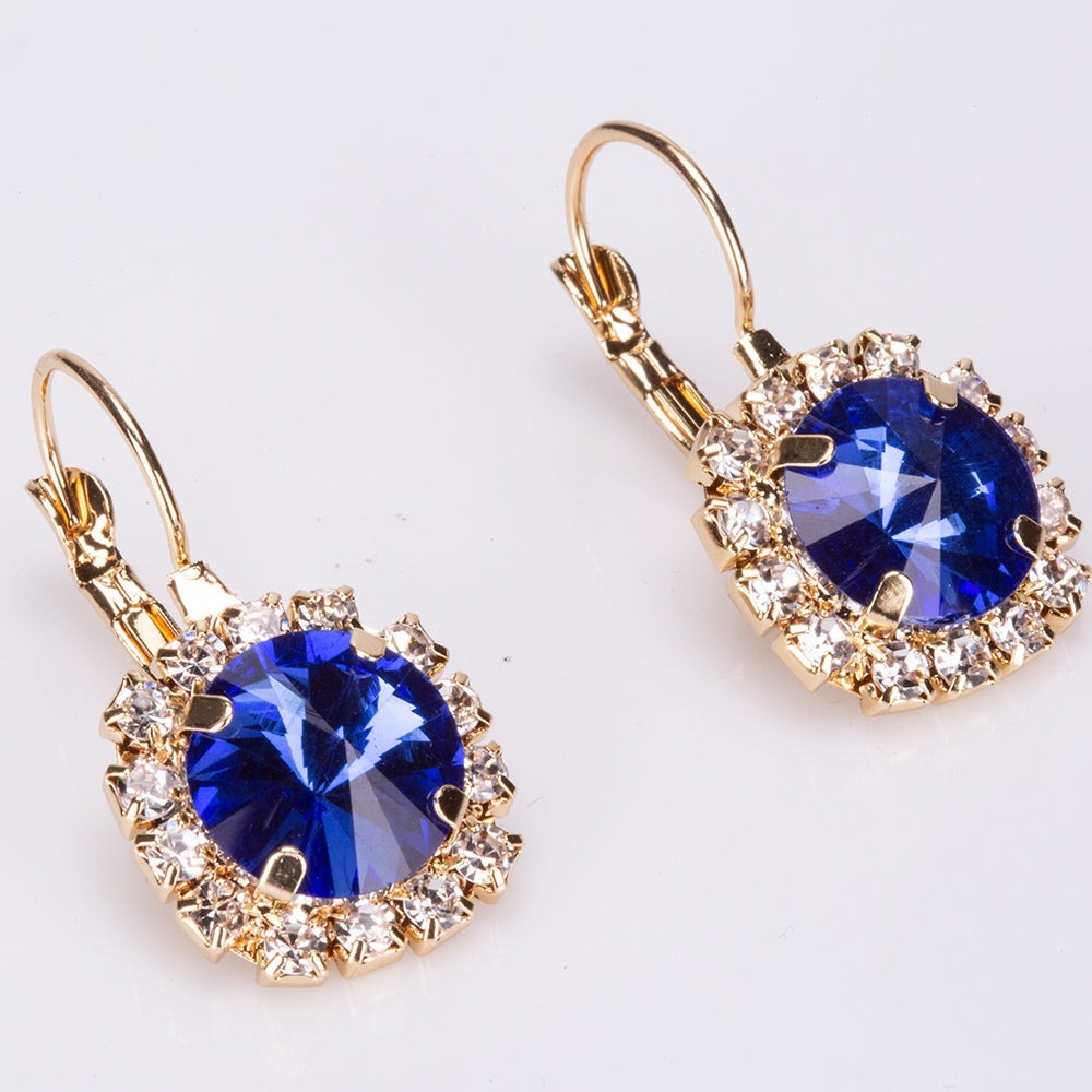 Schmuckgarnitur aus aus goldplattierter Legierung mit blauem Emporia®-Kristall