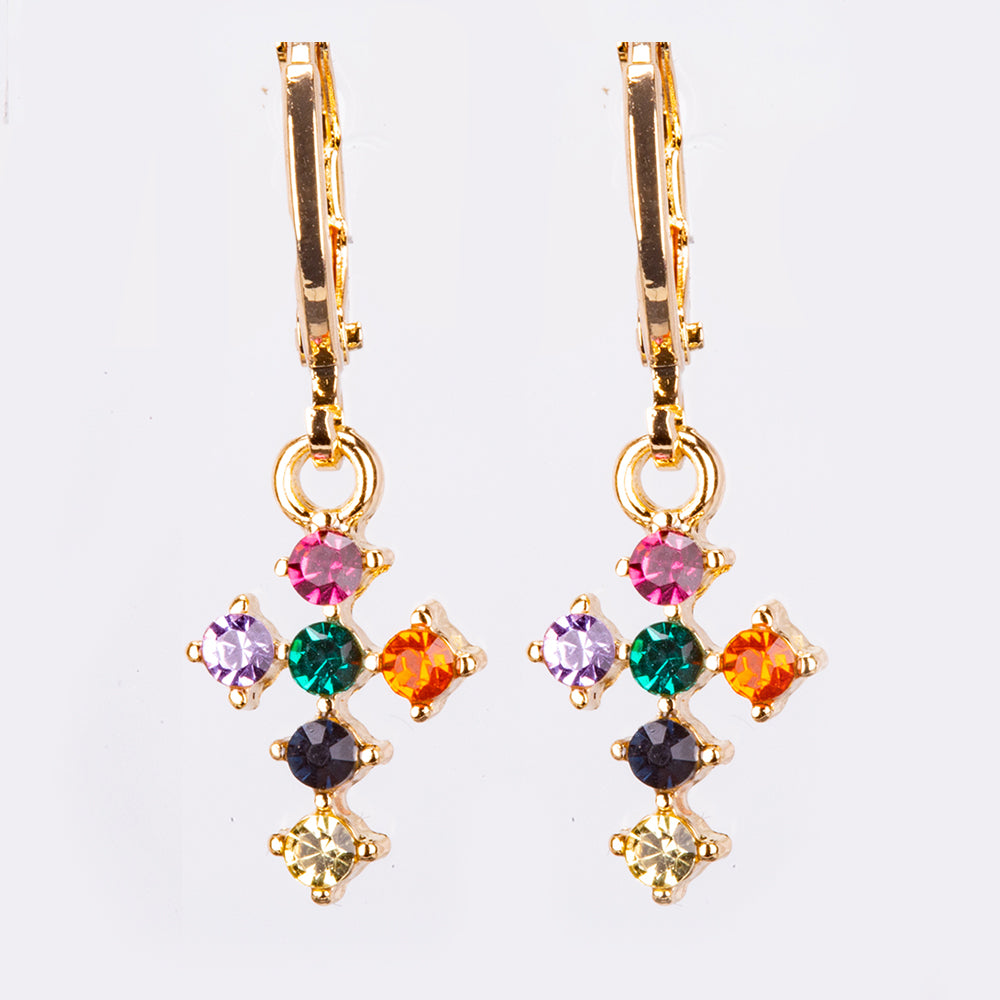 Schmuckgarnitur aus aus goldplattierter Legierung mit gelbem Emporia®-Kristall und blauem Emporia®-Kristall