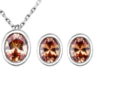 Schmuckgarnitur aus aus goldplattierter Legierung mit braunem Emporia® Kristall