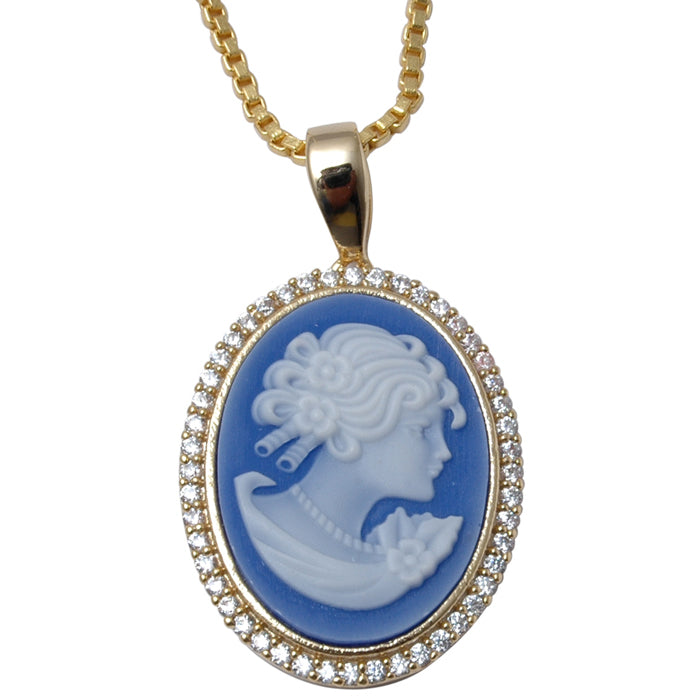 Cameo Anhänger aus goldplattierter Legierung mit Emporia-Kristall
