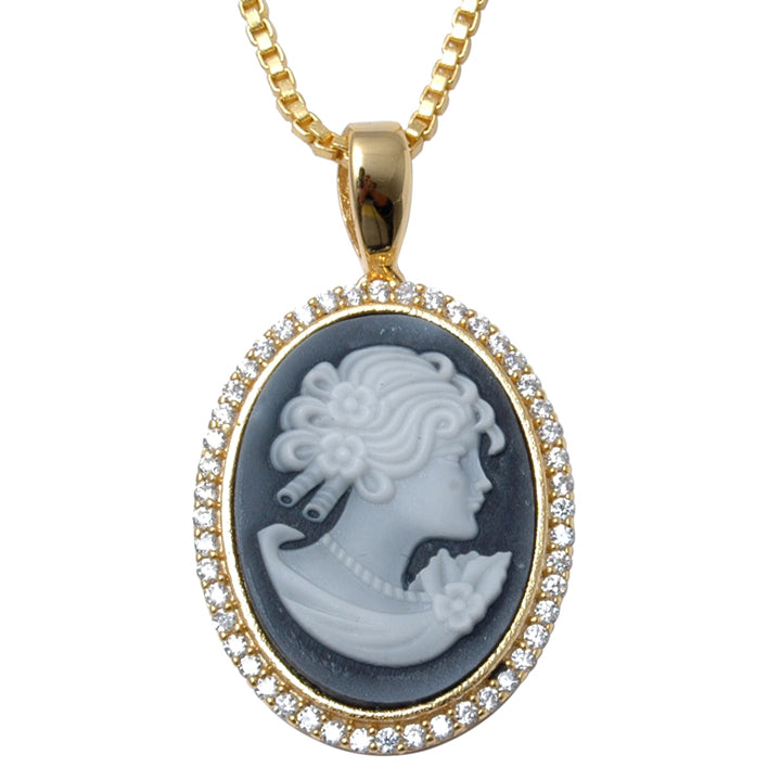 Cameo Anhänger aus goldplattierter Legierung mit Emporia-Kristall