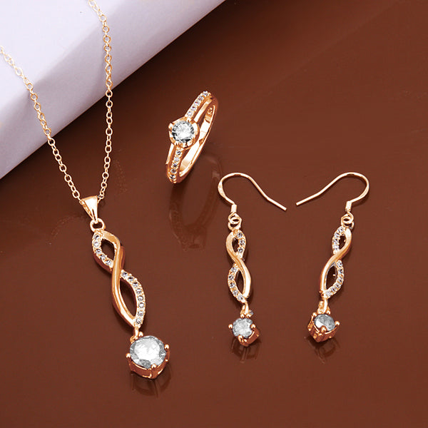 Schmuckgarnitur aus aus goldplattierter Legierung mit weißem Emporia® Kristall