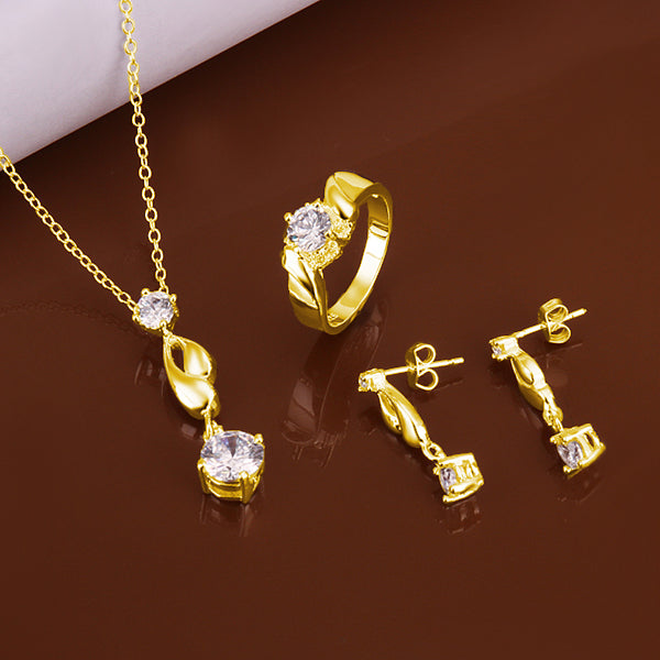 Schmuckgarnitur aus aus goldplattierter Legierung mit weißem Emporia® Kristall
