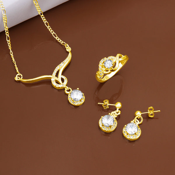 Schmuckgarnitur aus aus goldplattierter Legierung mit weißem Emporia® Kristall