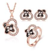 Schmuckgarnitur aus aus goldplattierter Legierung mit Emaille und weißem Emporia® Kristall