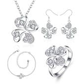 Schmuckgarnitur aus aus goldplattierter Legierung mit weißem Emporia® Kristall