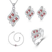 Schmuckgarnitur aus aus goldplattierter Legierung mit rotem Emporia®-Kristall