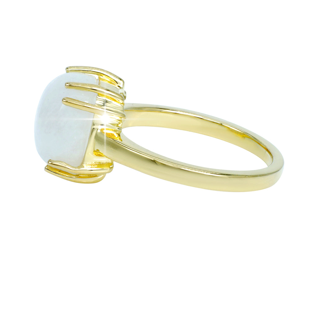 Goldplattierter Silberring mit Regenbogenmondstein