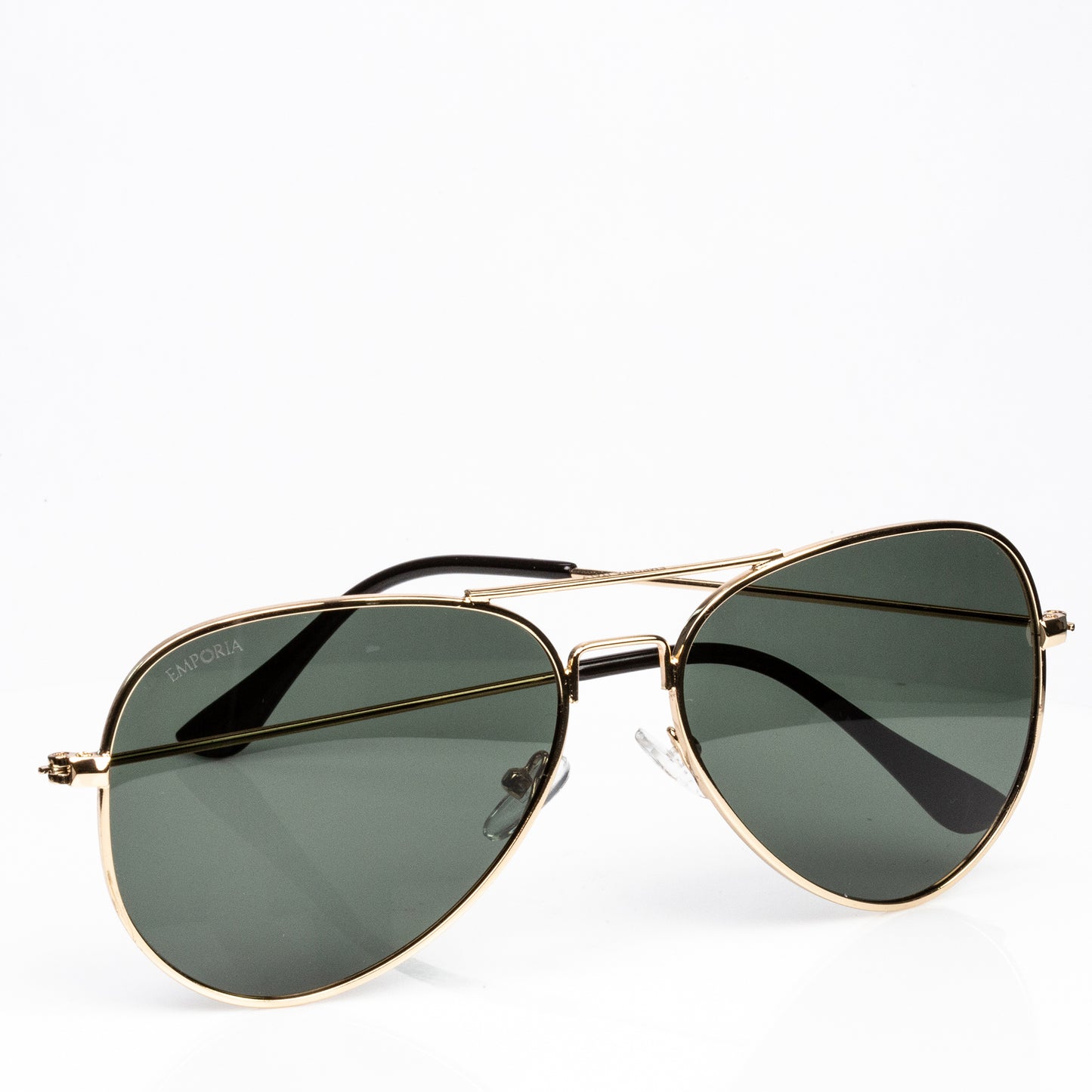 Emporia Italy - Pilot-Sonnenbrille "ORIGINAL" polarisierte Sonnenbrille mit UV-FILTER mit Etui und Brillenputztuch, klassisches dunkelgrünes Glas, goldfarbiger Rahmen