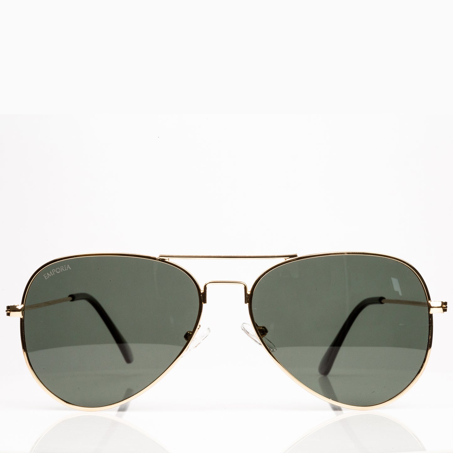 Emporia Italy - Pilot-Sonnenbrille "ORIGINAL" polarisierte Sonnenbrille mit UV-FILTER mit Etui und Brillenputztuch, klassisches dunkelgrünes Glas, goldfarbiger Rahmen