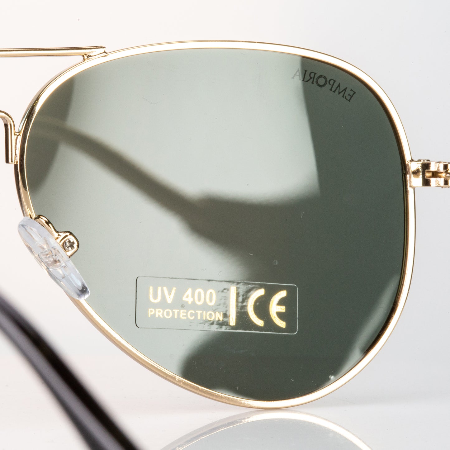 Emporia Italy - Pilot-Sonnenbrille "ORIGINAL" polarisierte Sonnenbrille mit UV-FILTER mit Etui und Brillenputztuch, klassisches dunkelgrünes Glas, goldfarbiger Rahmen