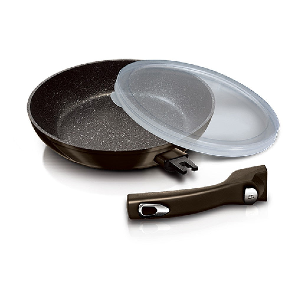 Berlinger Haus Metallic Line Shiny Black Edition Bratpfanne mit abnehmbarem Griff, 24 cm