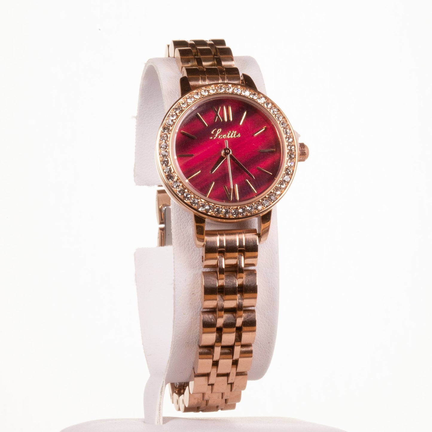 Luxury alloy watch with stones, japanese miyota movement, RED colour dial, with gift box, 18 cm