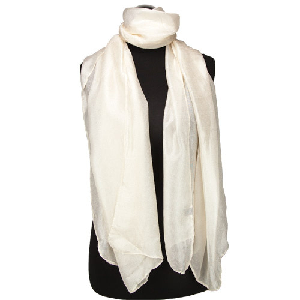 100% Viskose Modeschal mit Seidengefühl, Größe: 180 cm x 85 cm, Maschinenwaschbar bei 30 Grad, Farbe: CREME