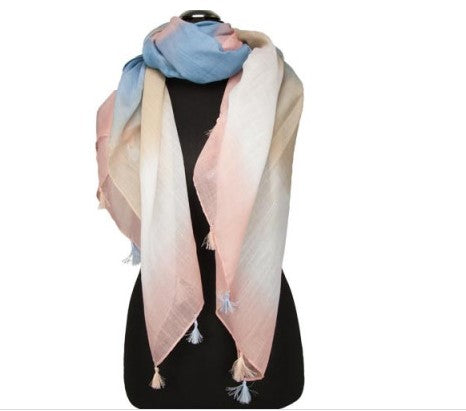 100% Viskose Modeschal, Größe: 180 cm x 90 cm, Maschinenwaschbar bei 30 Grad, Farbe: WÜSTENROSE (weiß, rosa, sandfarbig)