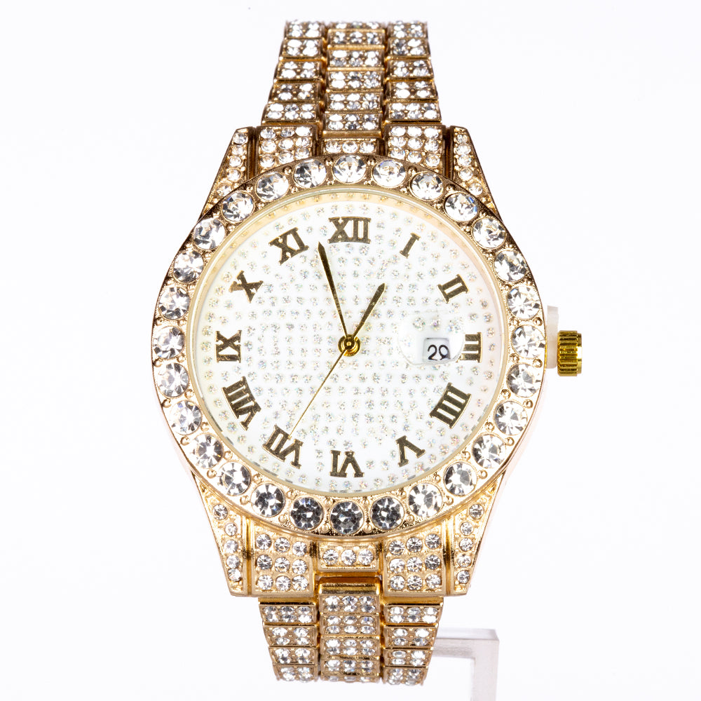 Uhr aus goldplattierter Legierung mit weißem Emporia® Kristall
