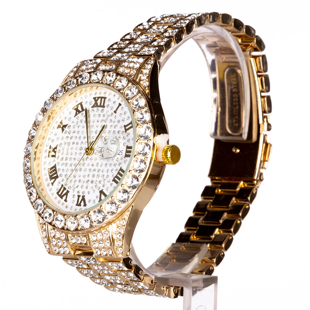 Uhr aus goldplattierter Legierung mit weißem Emporia® Kristall