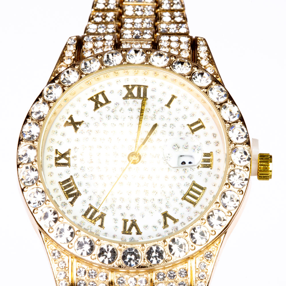 Uhr aus goldplattierter Legierung mit weißem Emporia® Kristall