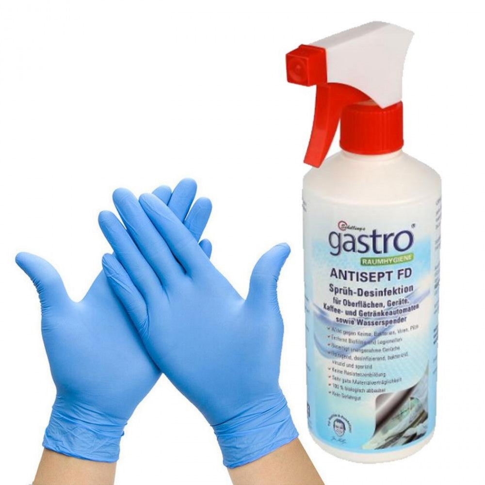 handschuhe desinfektionsmittel Antiseptisches Desinfektionsmittel FD 500ml mit Gummihandschuhen als  Geschenk zur wirksamen Desinfektion gegen Bakterien und Viren