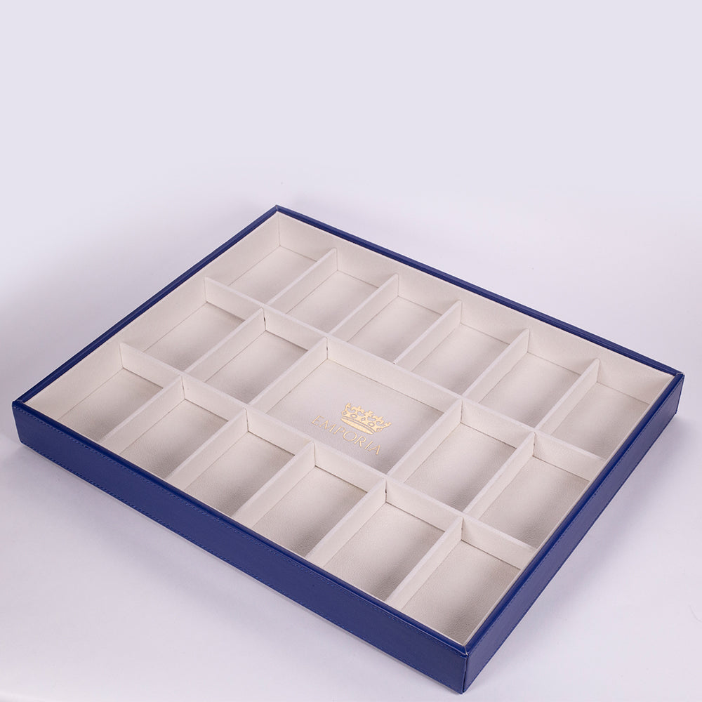 "Classic Royal Blue Velvet" Stapelbares Schmuckkästchen aus Samt mit Deckel, blau