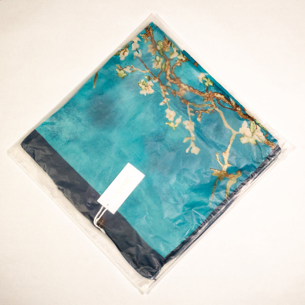 100% Seidenschal, 90 cm x 180 cm, Van Gogh Mandelblüten