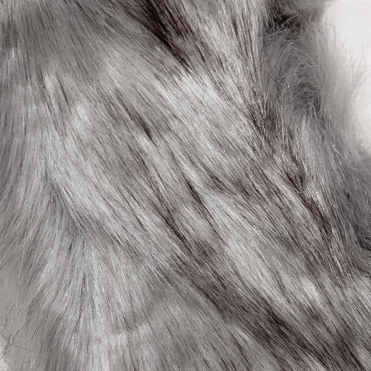 Grey 100% Viscose Plain Faux Fur Pull Through Scarf, 13.5 x 125cm