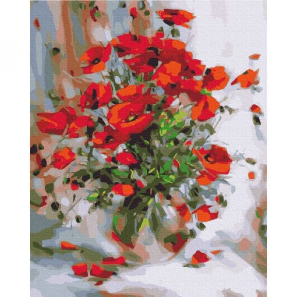 "Mohnblumen mit Ölfarbe" Malen nach Zahlen Set, 40x50 cm