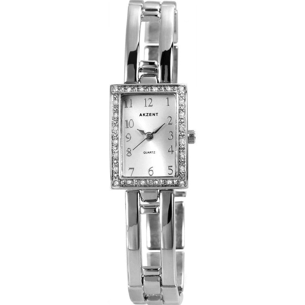 Akzent Womens watch with metal strap , silver color, High quality quartz movement, silver dial color