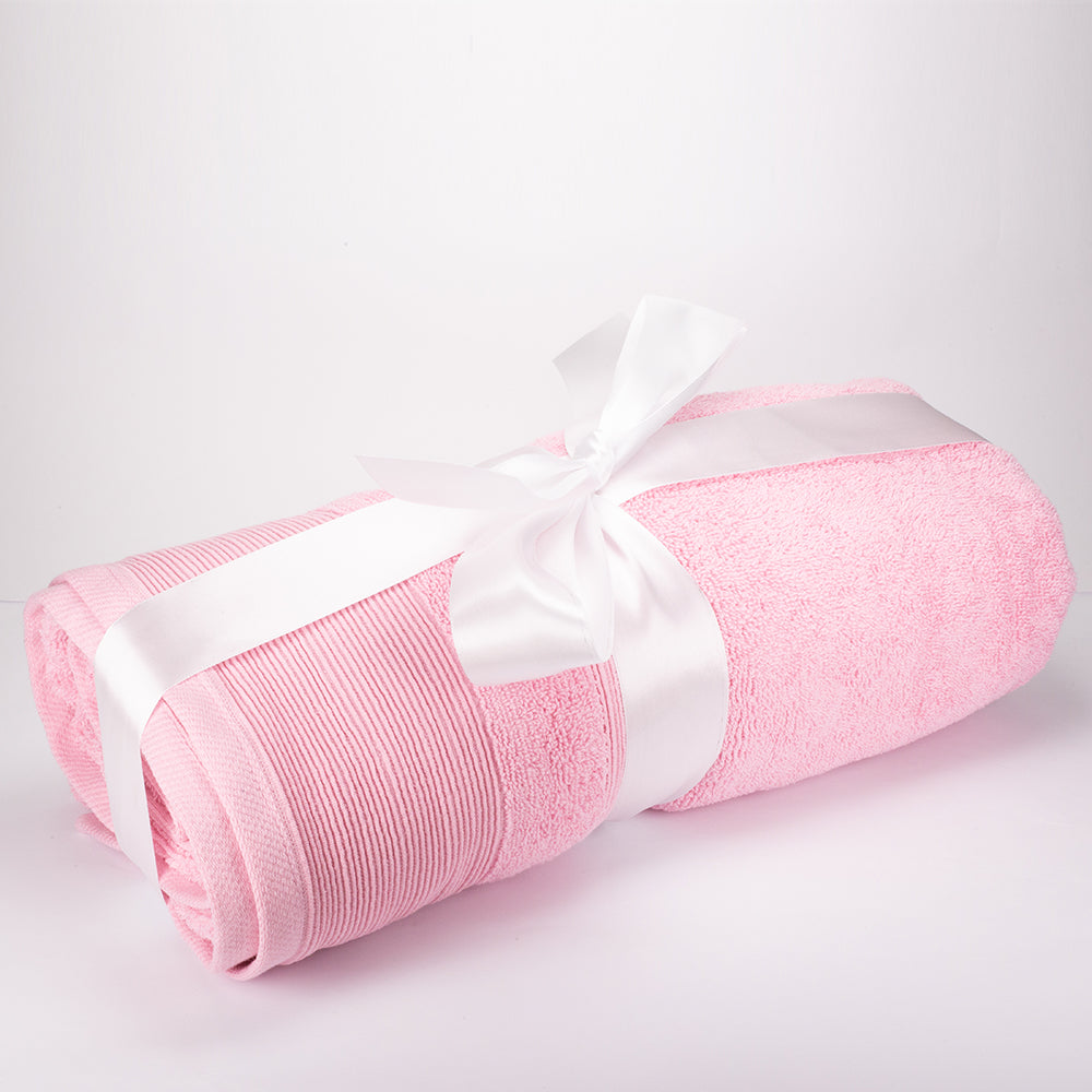 3+3+1 Übergroßes Badetuch-Geschenkset mit Handtüchern aus 100% Mikrobaumwolle, 500 GSM, pastellrosa