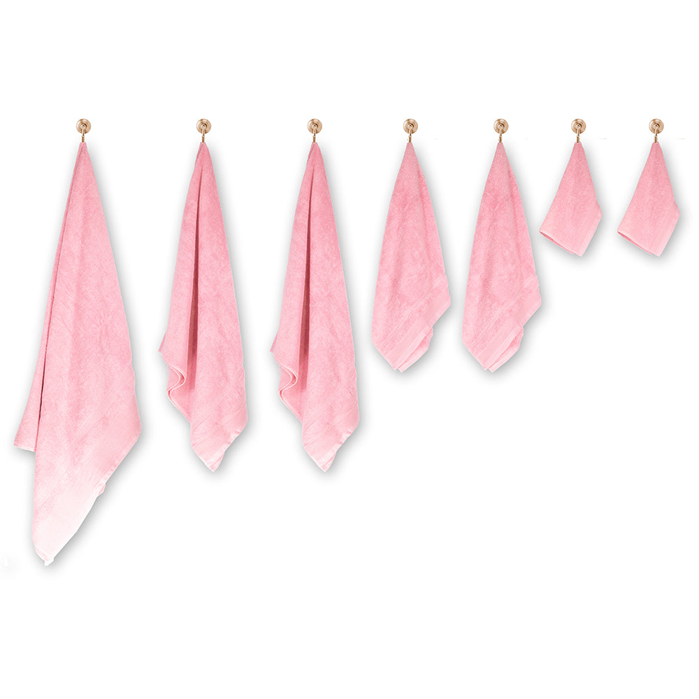 3+3+1 Übergroßes Badetuch-Geschenkset mit Handtüchern aus 100% Mikrobaumwolle, 500 GSM, pastellrosa