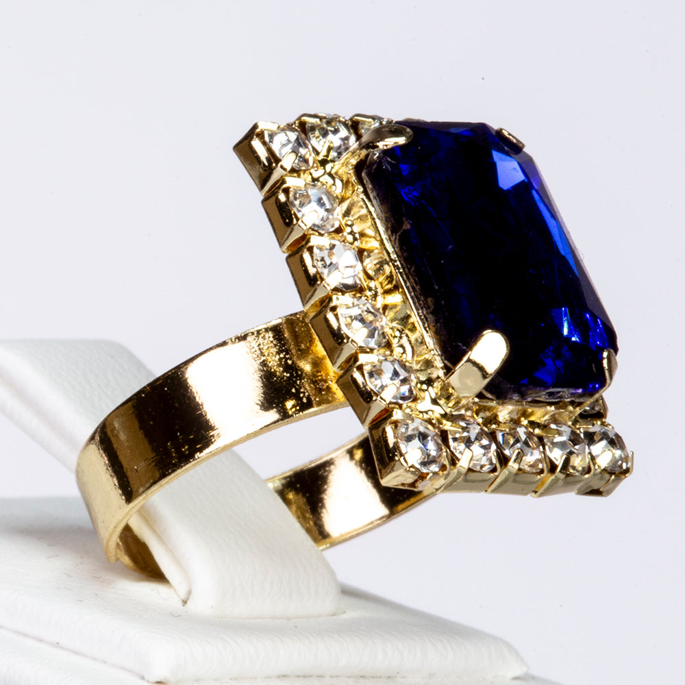 Schmuckgarnitur aus aus goldplattierter Legierung mit blauem Emporia®-Kristall und weißem Emporia® Kristall