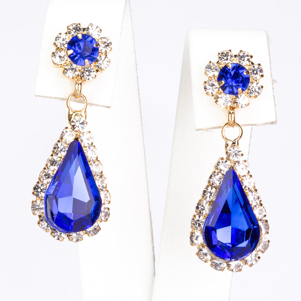 Schmuckgarnitur aus aus goldplattierter Legierung mit blauem Emporia®-Kristall und weißem Emporia® Kristall