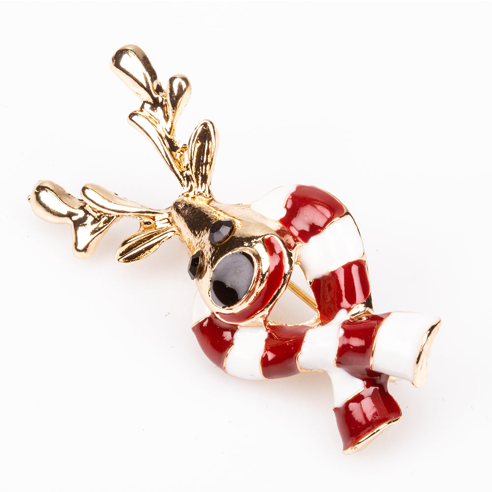 Brosche aus goldplattierter Legierung mit rotem Emporia®-Kristall und weißem Emporia® Kristall