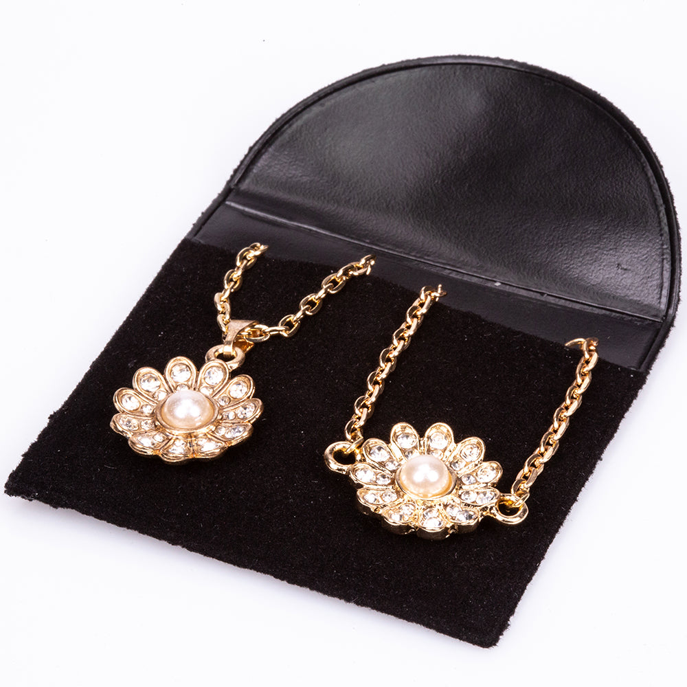 Schmuckgarnitur aus aus goldplattierter Legierung mit Perle und weißem Emporia® Kristall