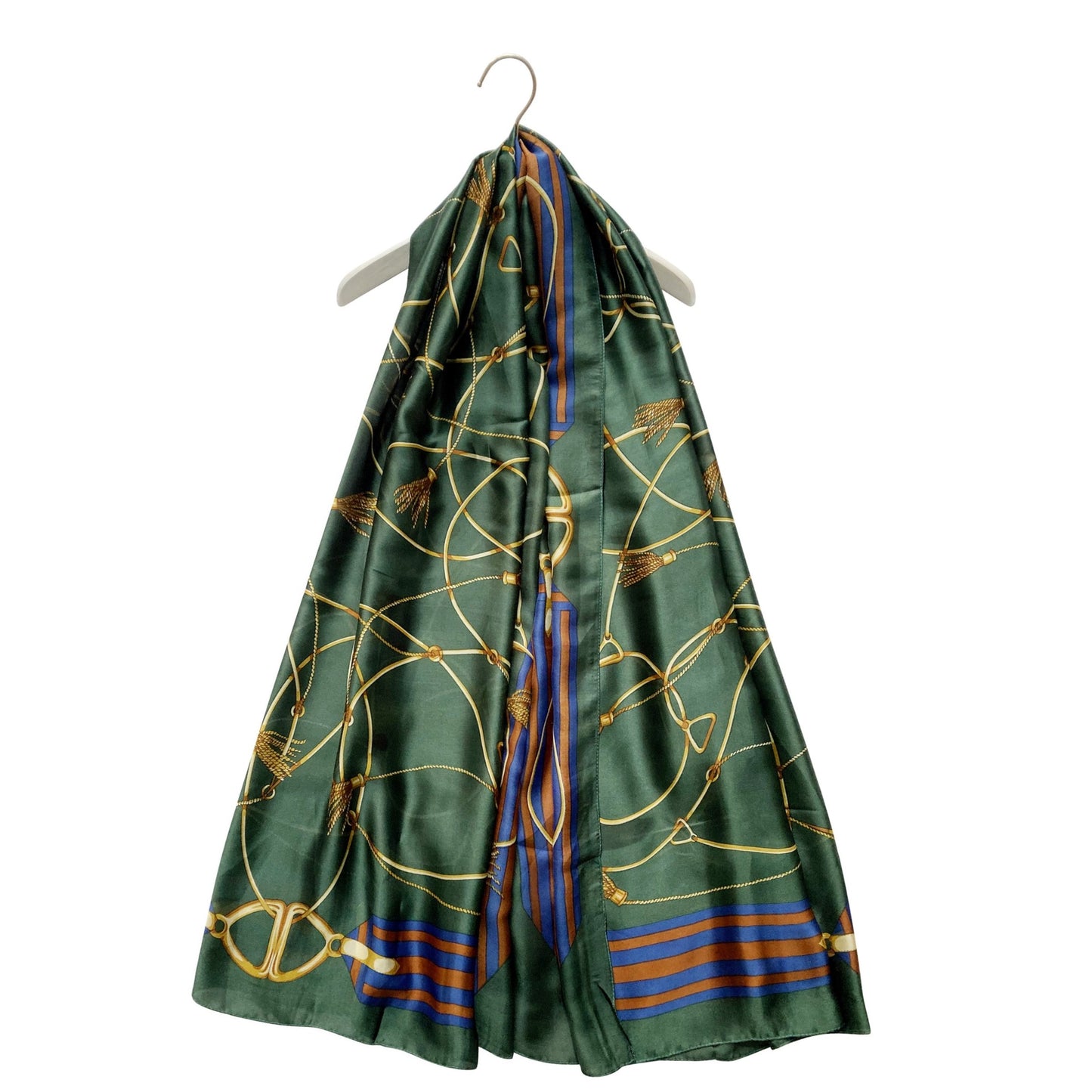 100% Real Silk Scarf, 90 cm x 180 cm, Green, 100% Silk