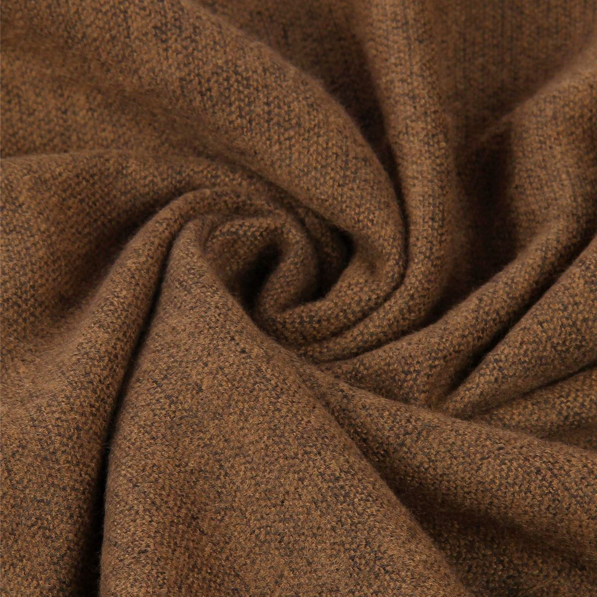 Scarf with Real Fur Pom Pom, 60 cm x 170 cm, Brown, 100% Viscose, Real Fur Pom Pom