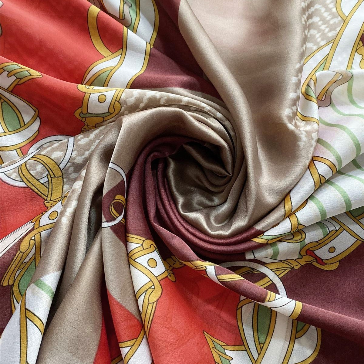 Silk Scarf, 90 cm x 180 cm, Buckle Patterned, 50% Silk 50% Viscose