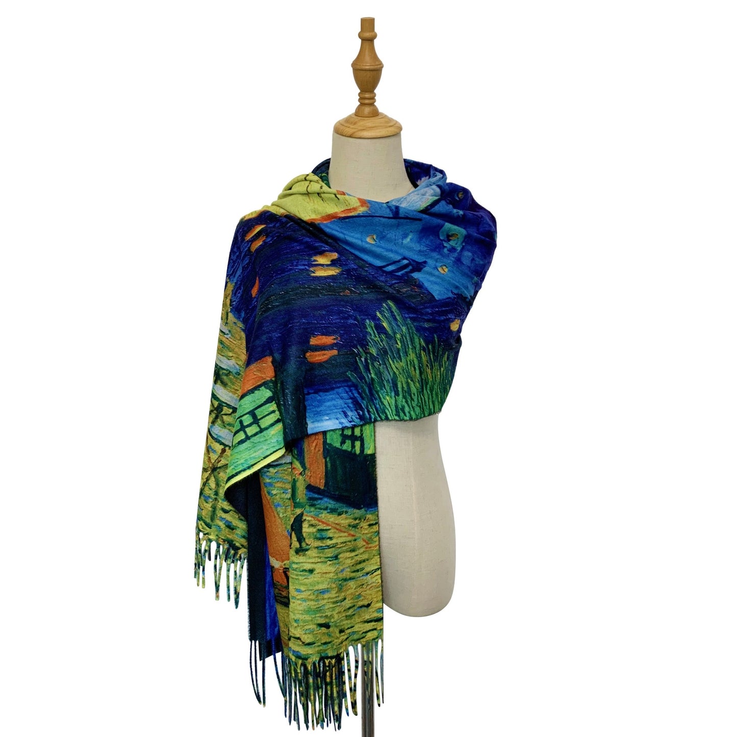 Wool Scarf, 70 cm x 180 cm, Van Gogh -T errace At Night, 60% Wool 40% Acrylic