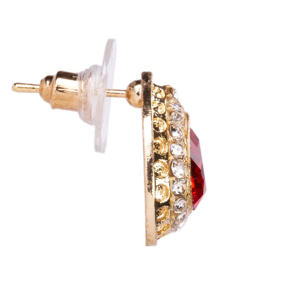 Schmuckgarnitur aus aus goldplattierter Legierung mit rotem Emporia®-Kristall