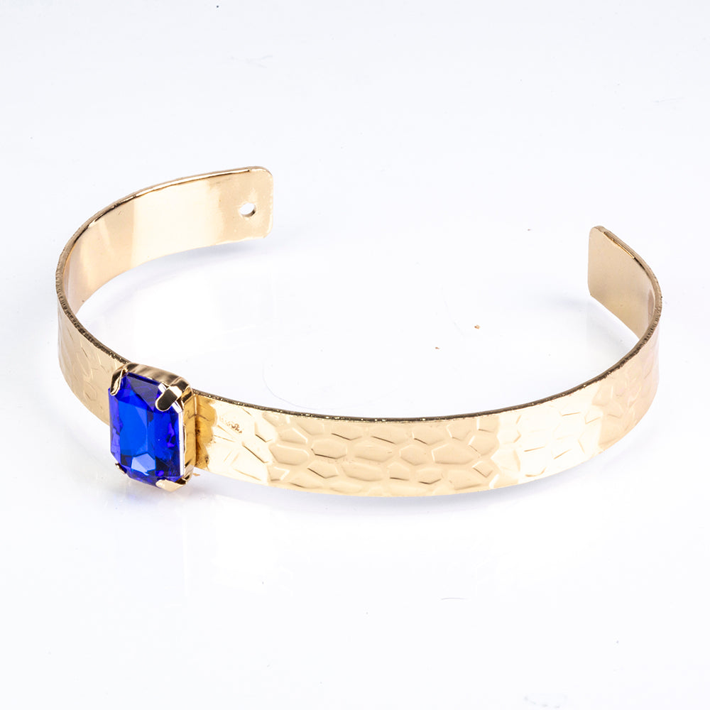Schmuckgarnitur aus aus goldplattierter Legierung mit blauem Emporia®-Kristall