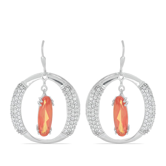 Silberohrringe mit Padparadscha Quarz und weißem Topas