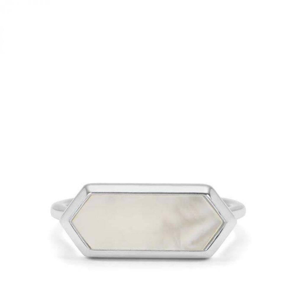 Goldplattierter Silberring mit rosafarbenem Perlmutt