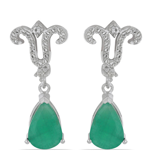 Silberohrringe mit brasilianischem Smaragd und weißem Topas