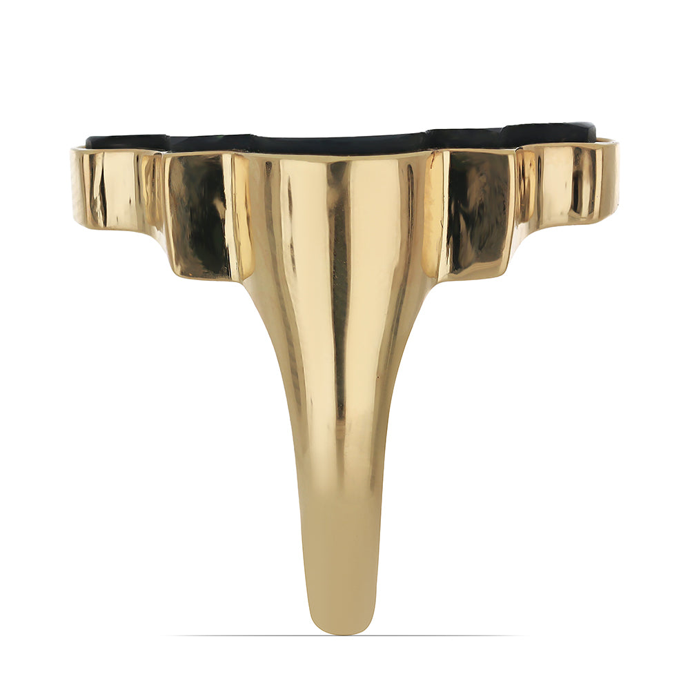 Goldplattierter Silberring mit schwarzem Onyx aus Suwar