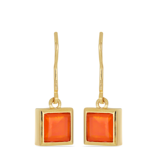 Goldplattierte Silberohrringe mit orangefarbenem Opal aus Lega Dembi
