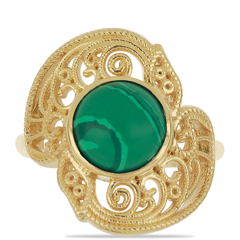 Goldplattierter Silberring mit Malachit 1